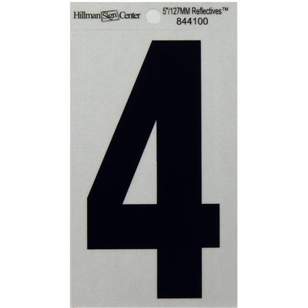 HILLMAN 5 in. Black & Silver Reflective Mylar Square Cut Self Adhesive Number 4 844100